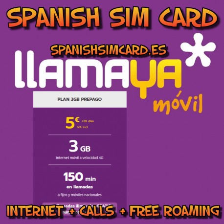 Tarjeta Sim Prepago Llamaya Espana Nueva con Llamadas y Internet [Datos] -  AliExpress